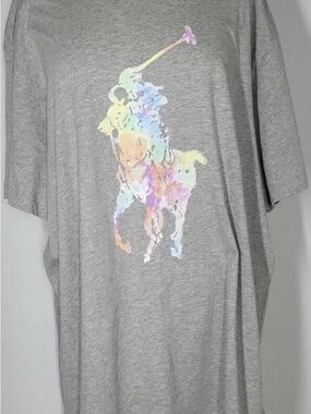 Polo by Ralph Lauren Heather Gray Tee with Navy & Gold Label